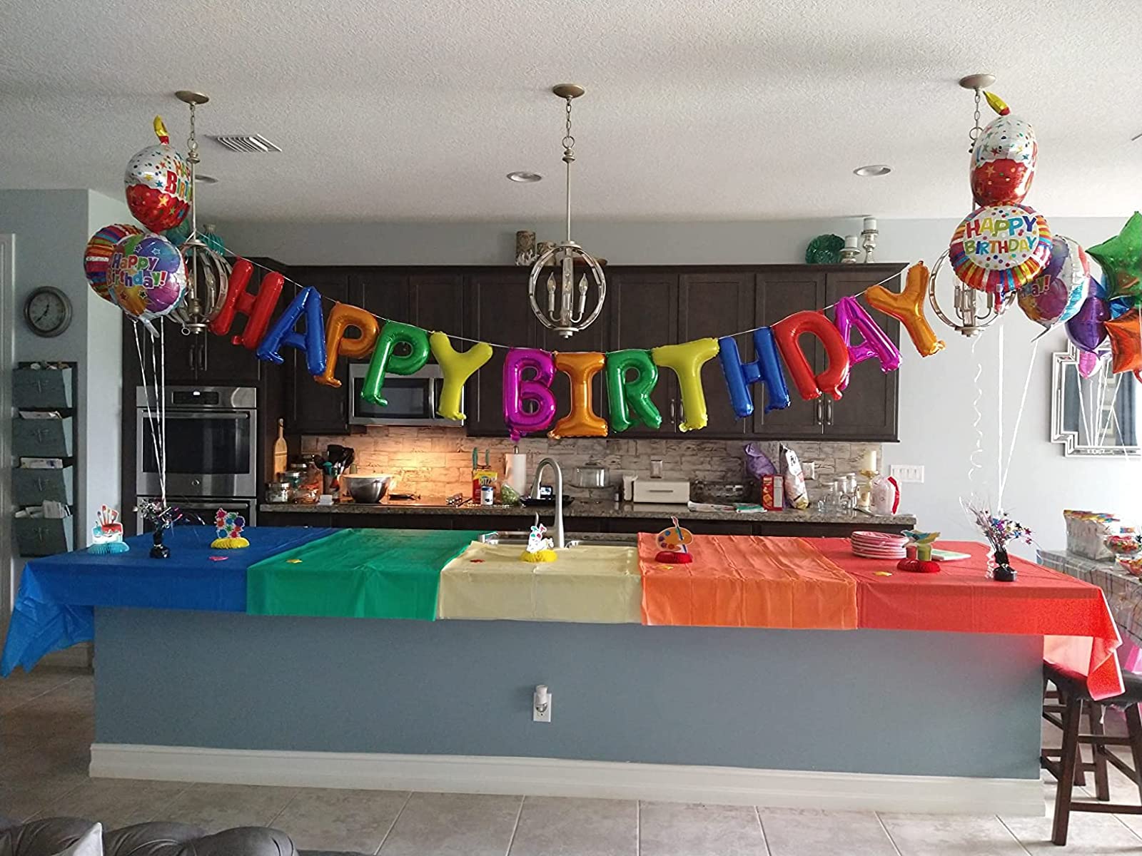 HAPPY BIRTHDAY letters hung on wall or window