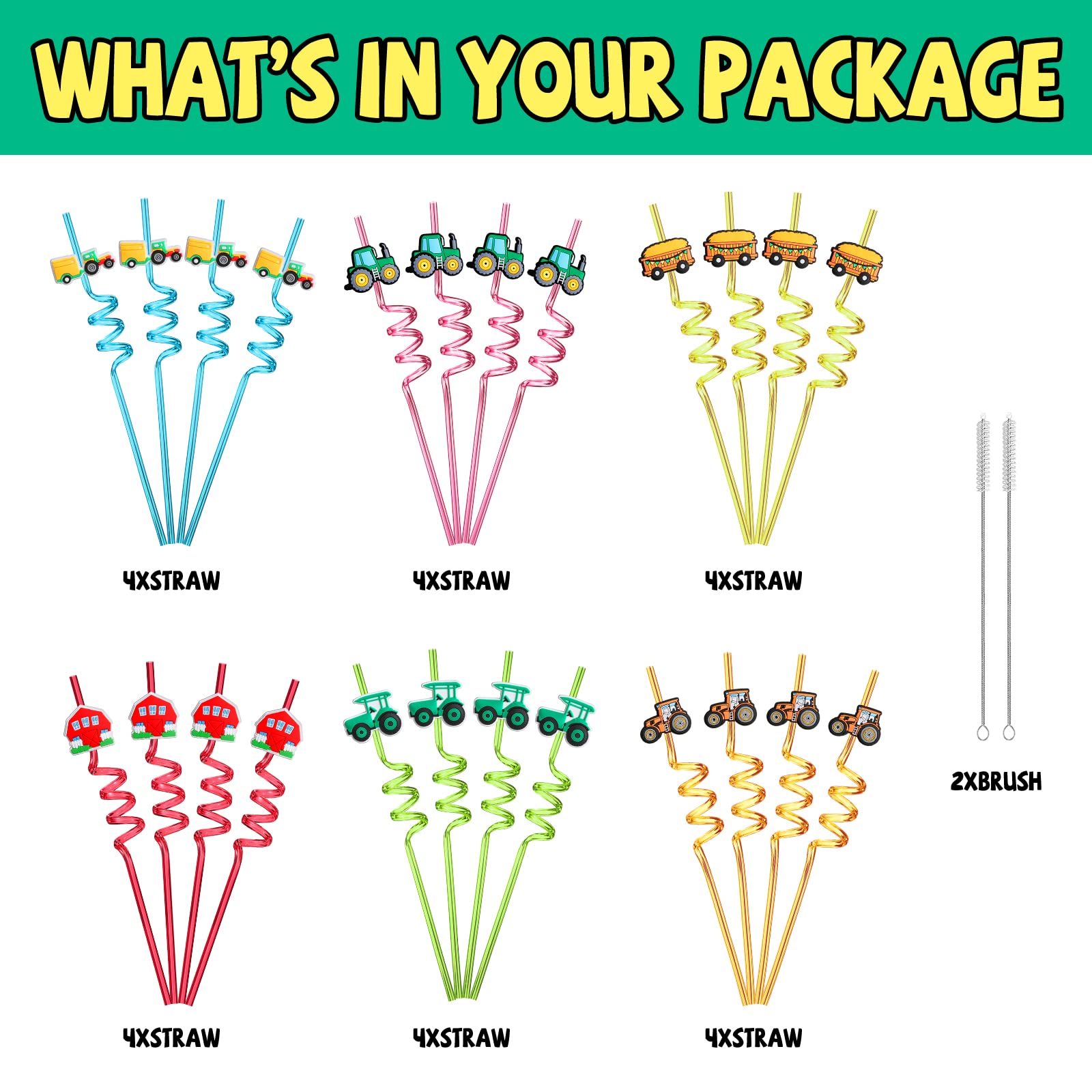 Straw cleaning brushes included for reusable straws