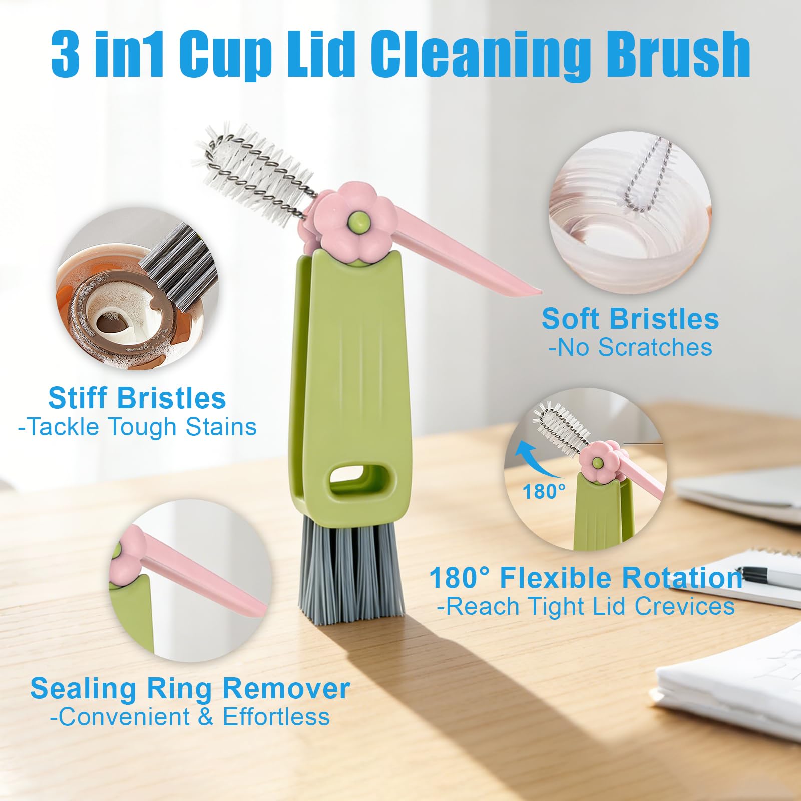 Stainless steel straw cleaners paired with nylon bristle brushes