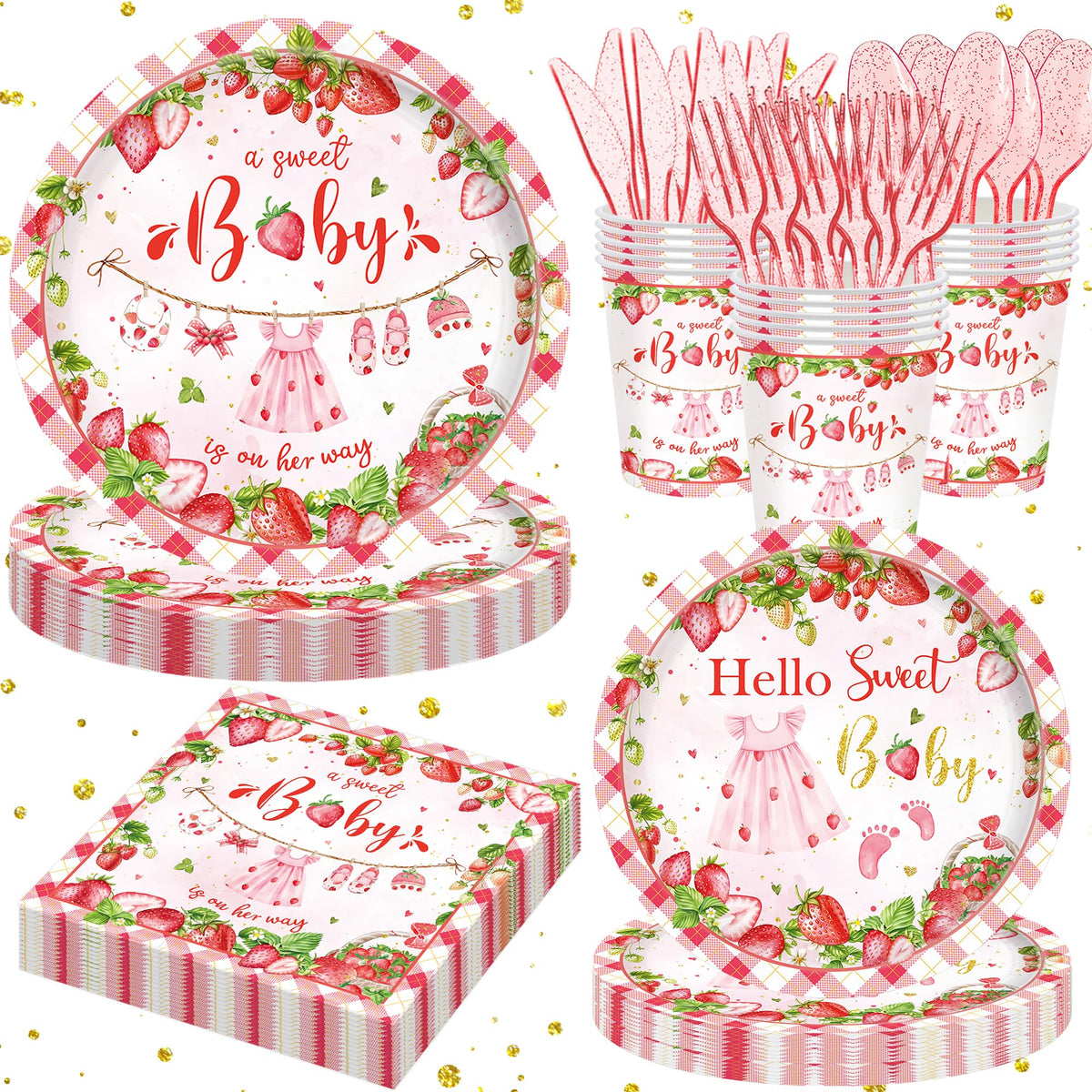 Strawberry baby shower decorations pink theme for girls