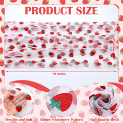 Strawberry glitter tulle table runner Windkream 29x70 inch