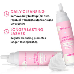 Strawberry pink bottle packaging for lash cleanser