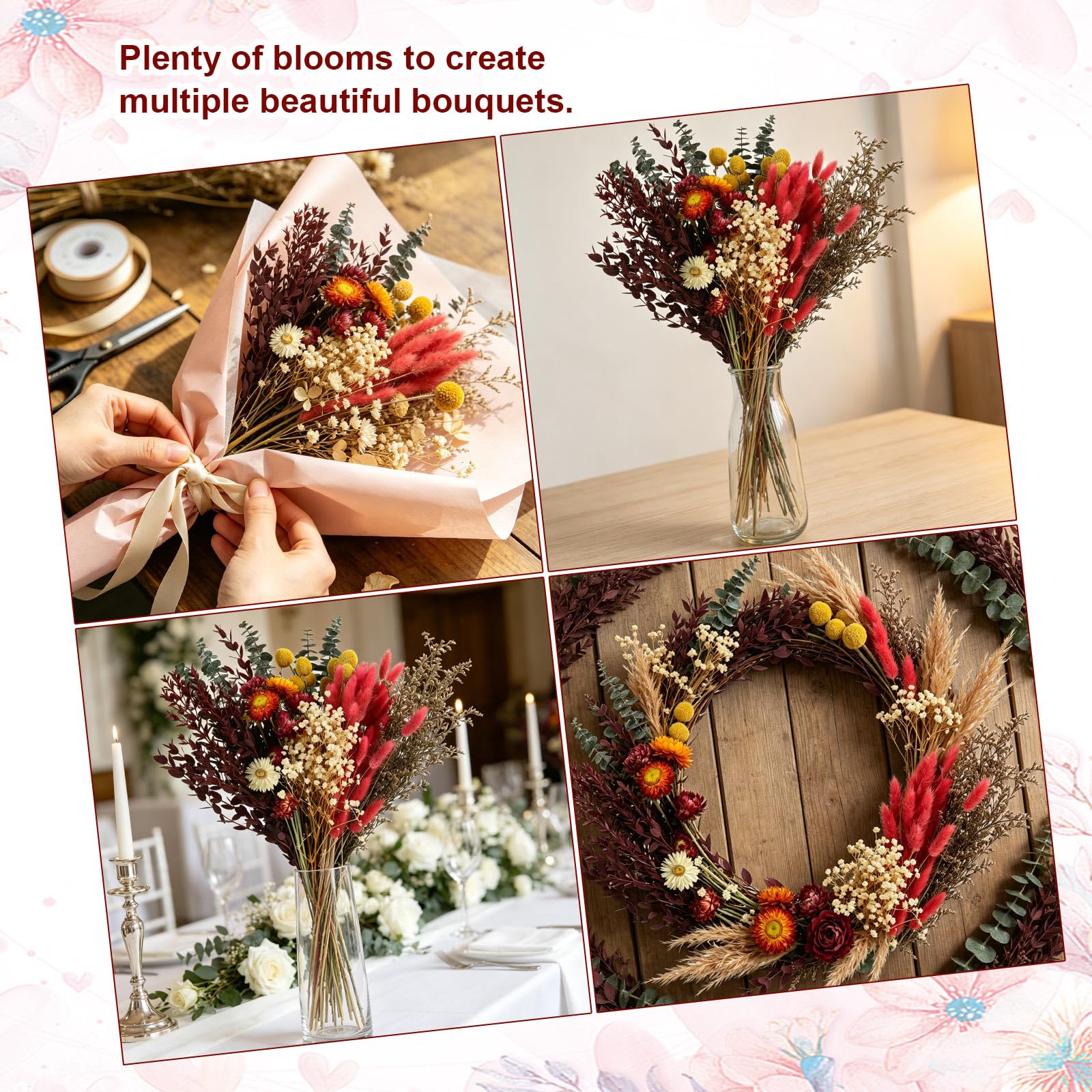 neutral and green palette dried flowers suitable for multiple styles