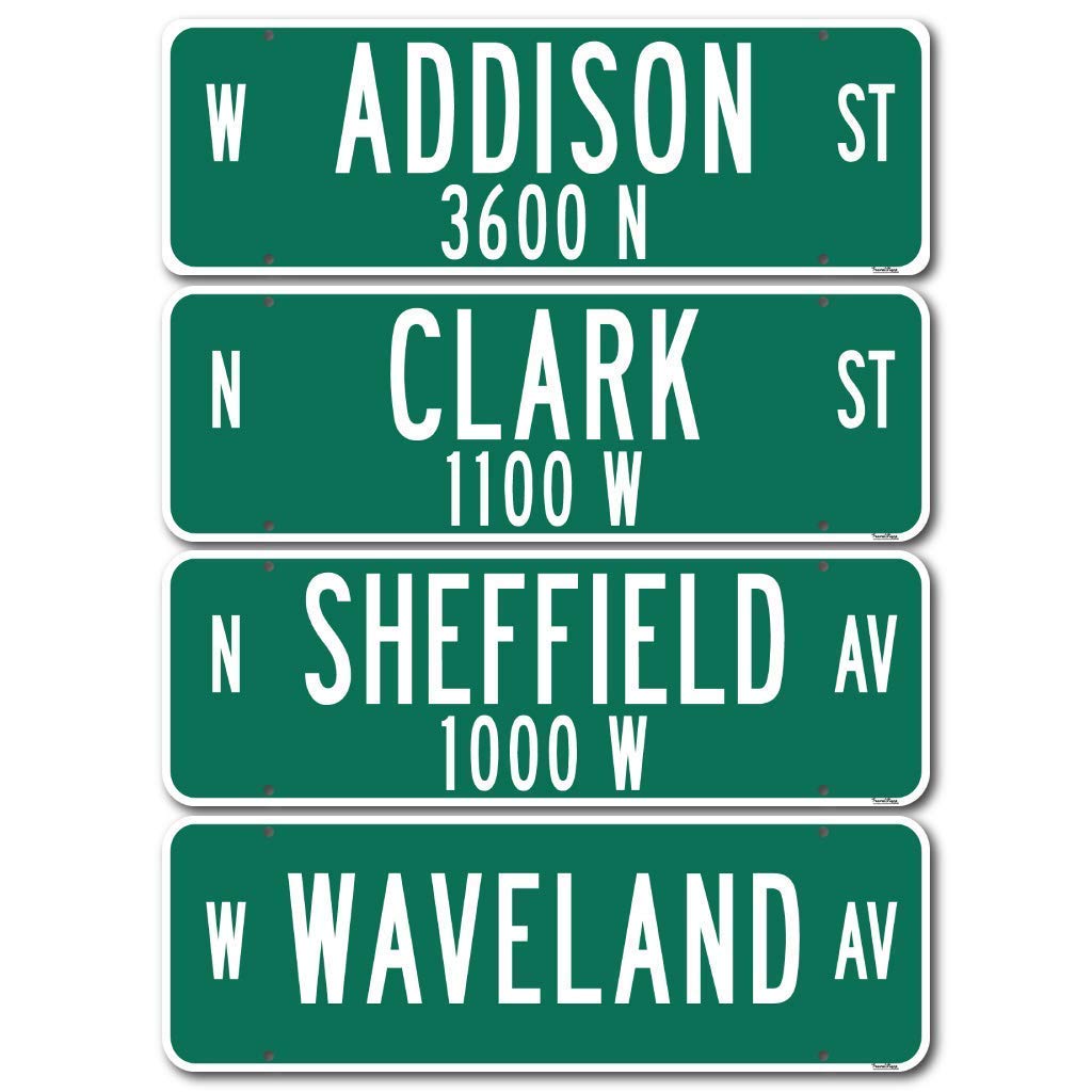 Streets of Wrigley Field replica street sign with authentic DOT fonts
