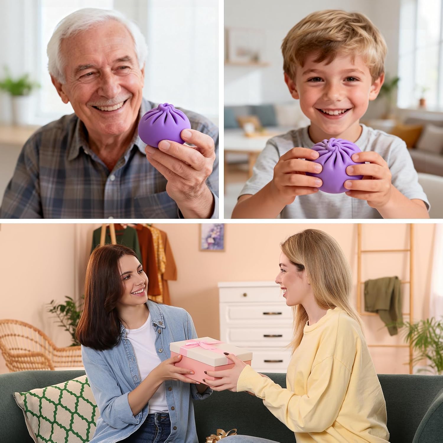 Soft non-toxic stress relief dough ball squishy in pink