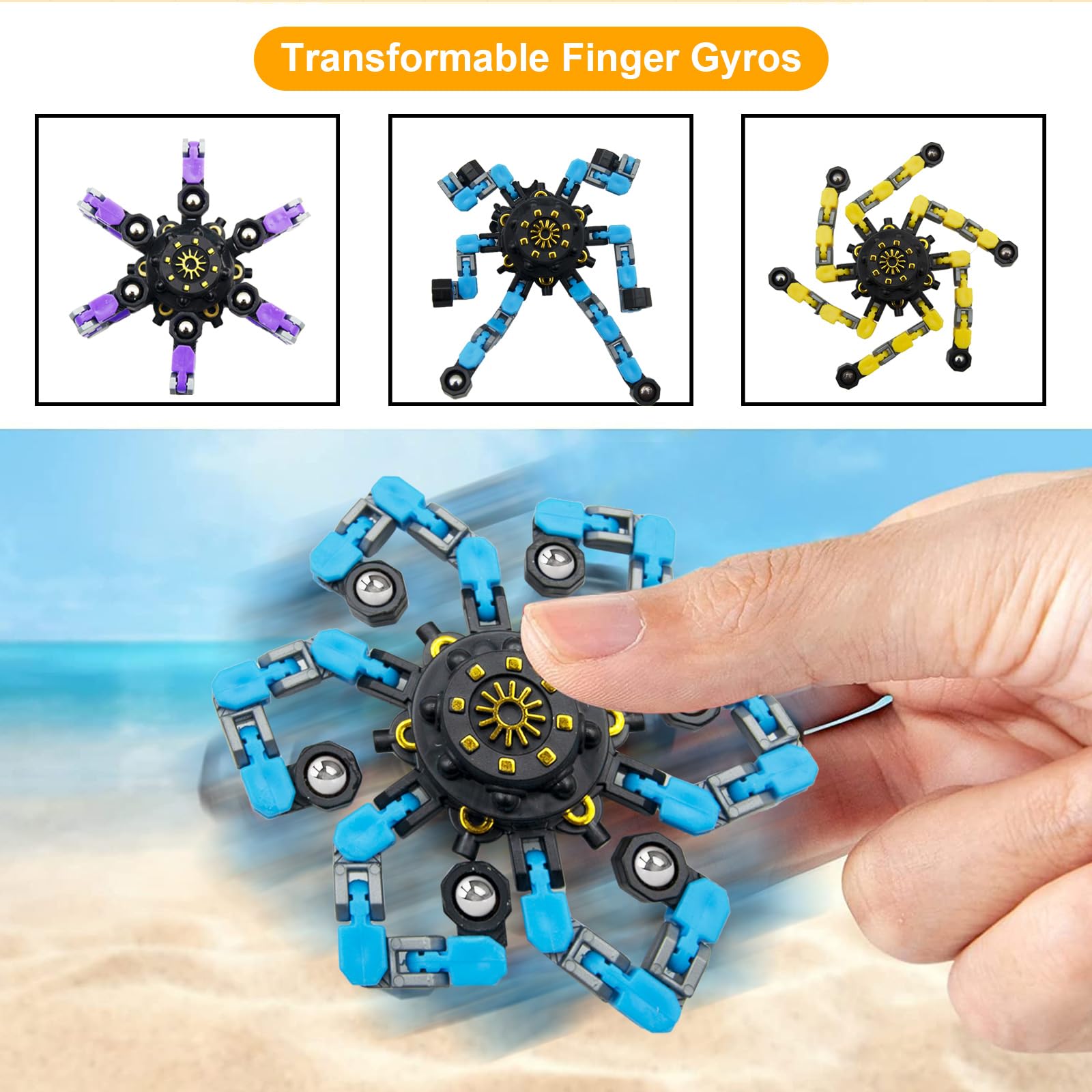 Portable stress relief spinner shown in a pocket size form
