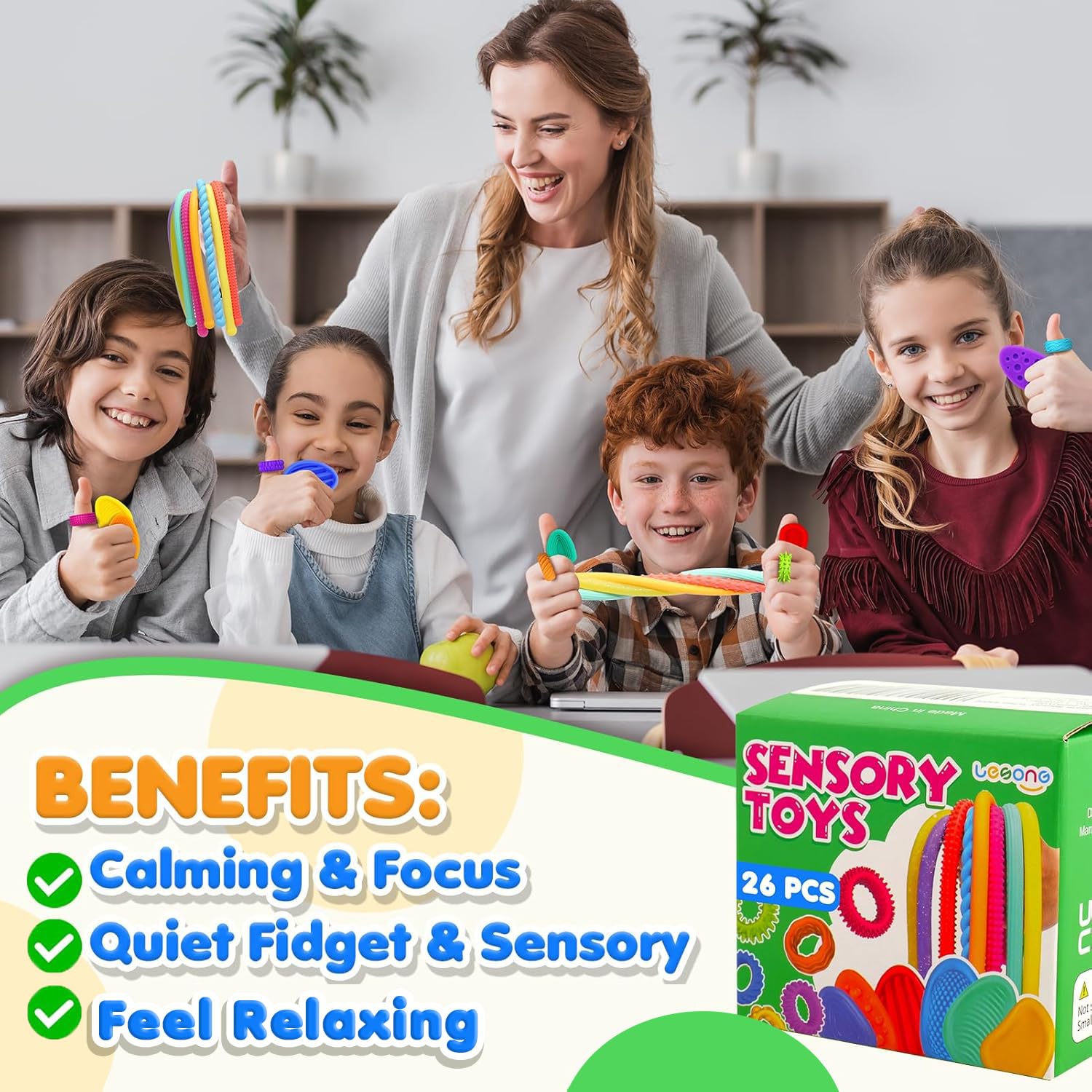 Stretchy noodles glow in the dark fidget set