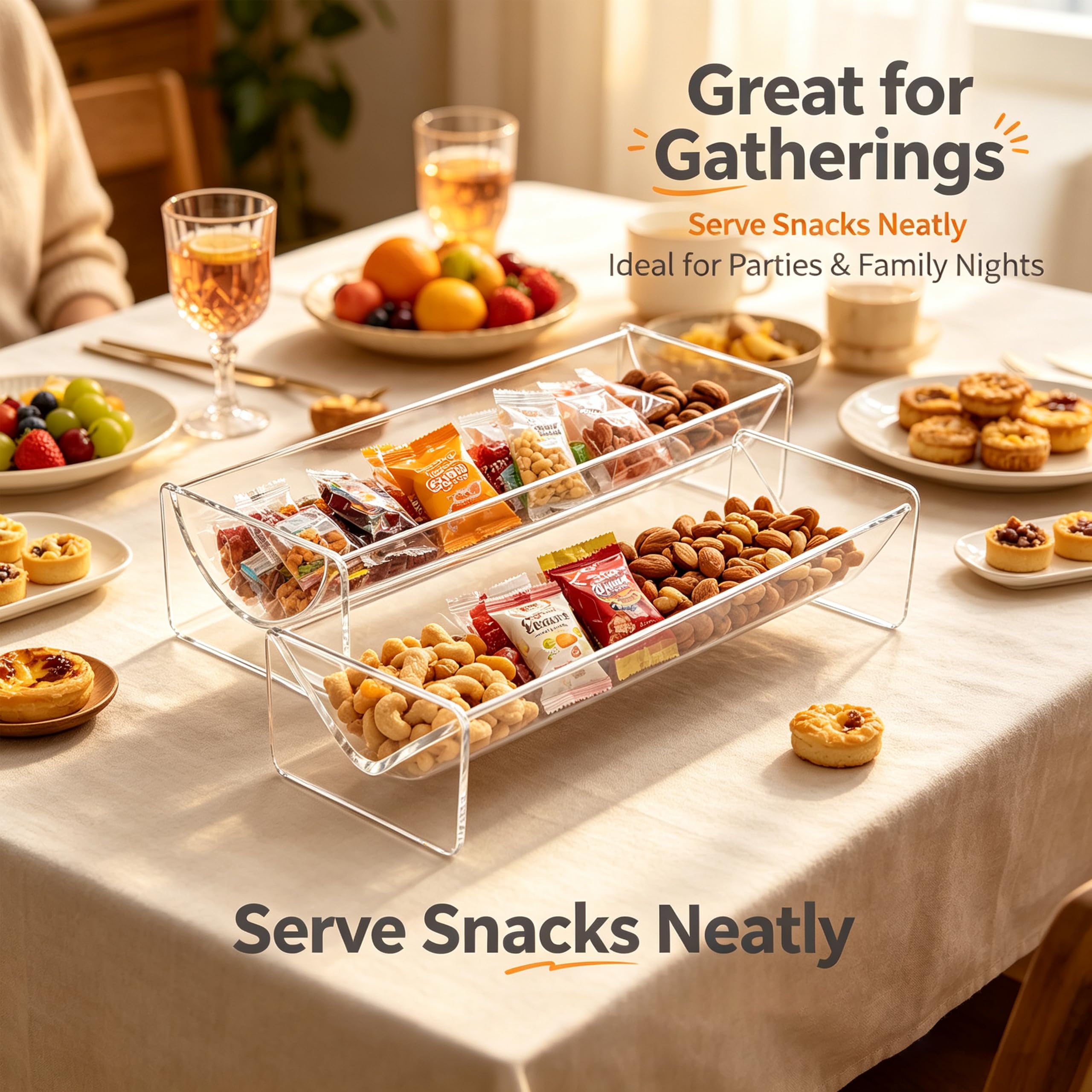 Clear BPA-free acrylic trays for crackers caviar and dips