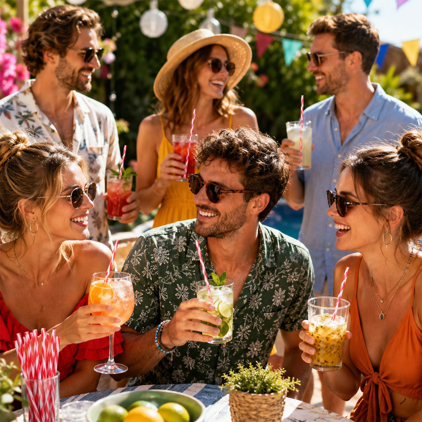 Sturdy party straws with cleaning brush included
