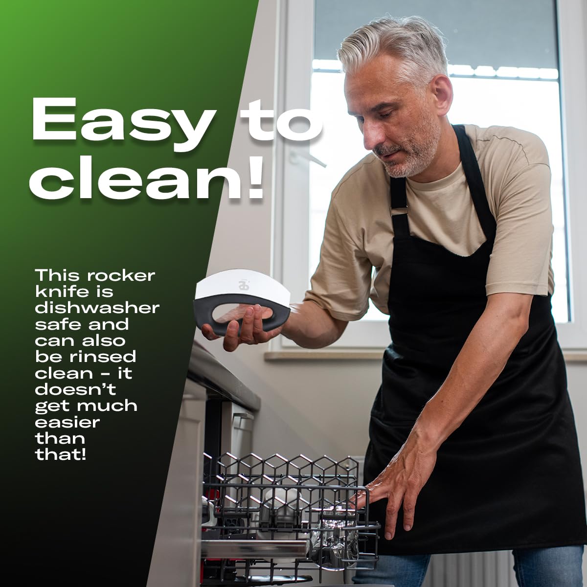 STUNGP Mezzaluna pizza slicing capability for home cooks