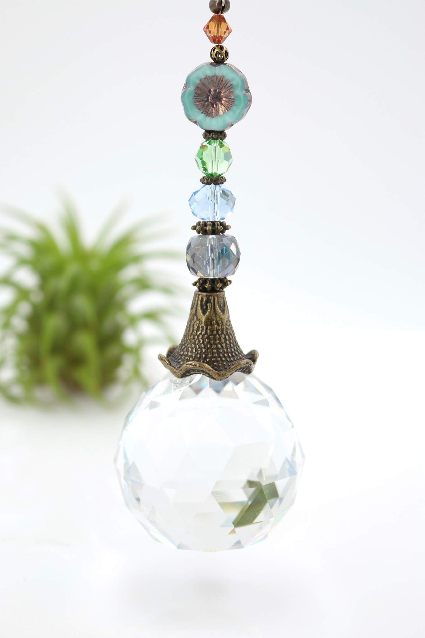 Sturdy chain and swivel hook for hanging crystal suncatcher