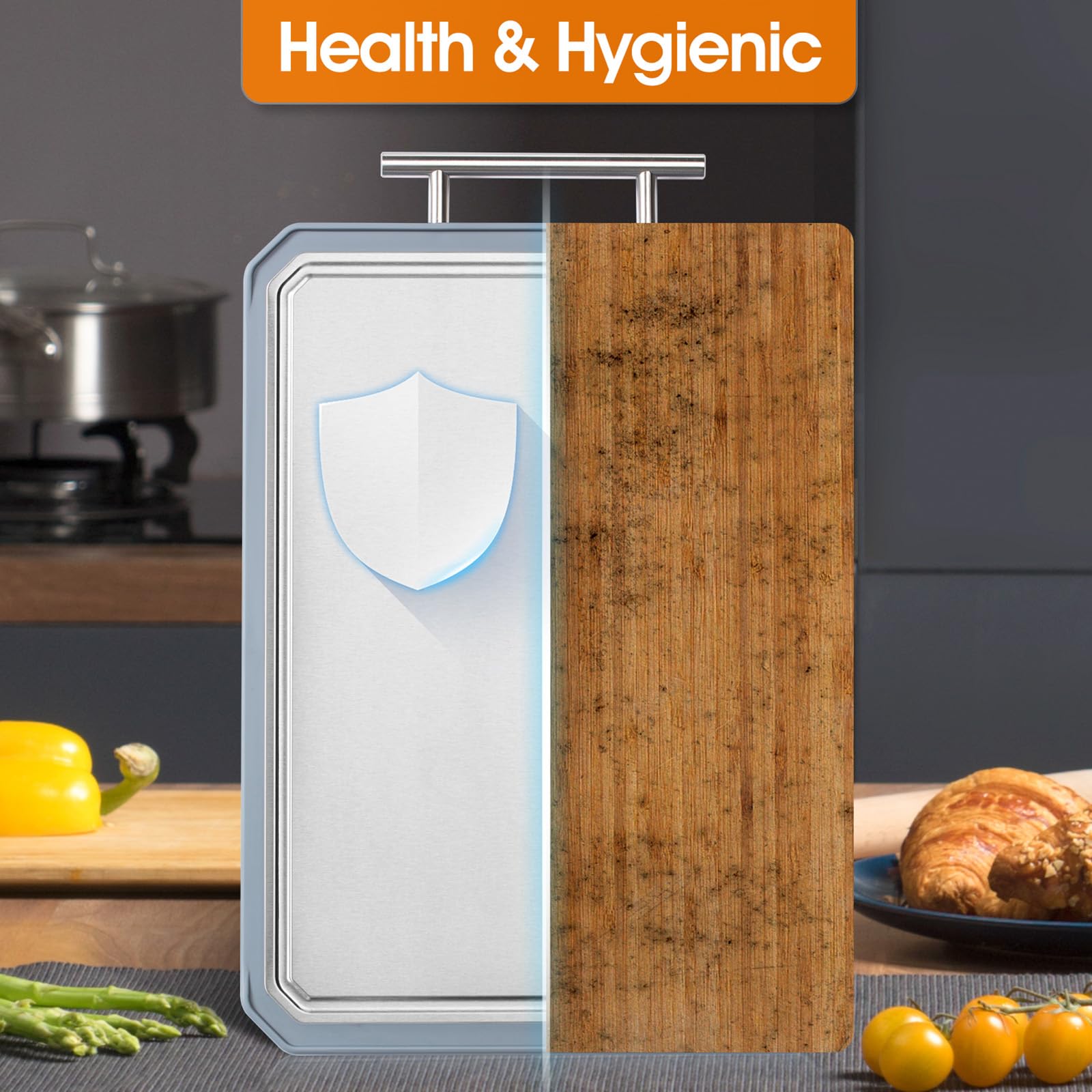 Sturdy stainless steel handle for lifting and hanging