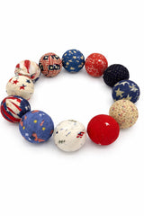 Patriotic cream beige prints on fabric wrapped ball