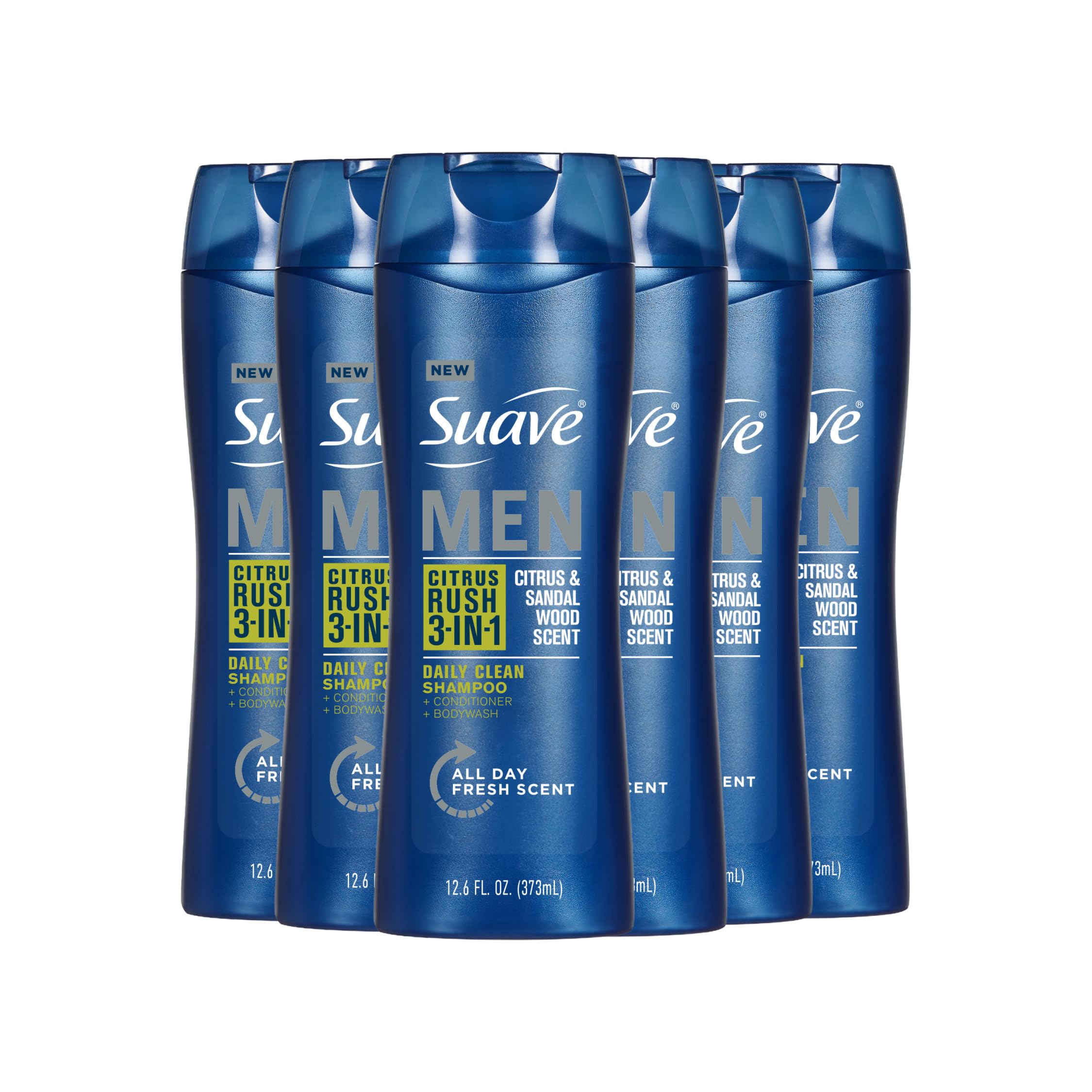 Suave+ Men Citrus Rush 3-in-1 bottle showing citrus sandalwood scent