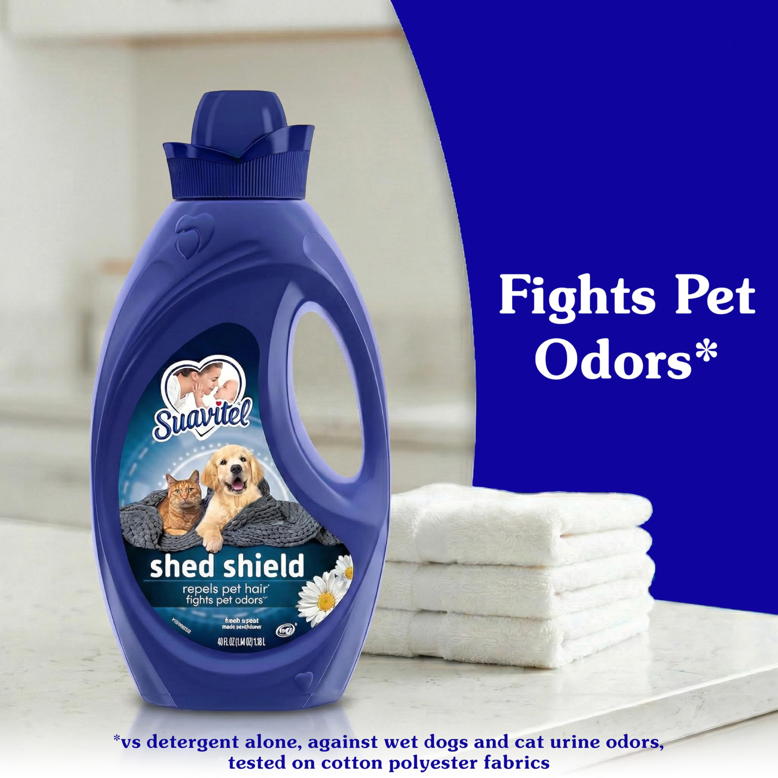 Fresh Scent label on Suavitel Shed Shield bottle