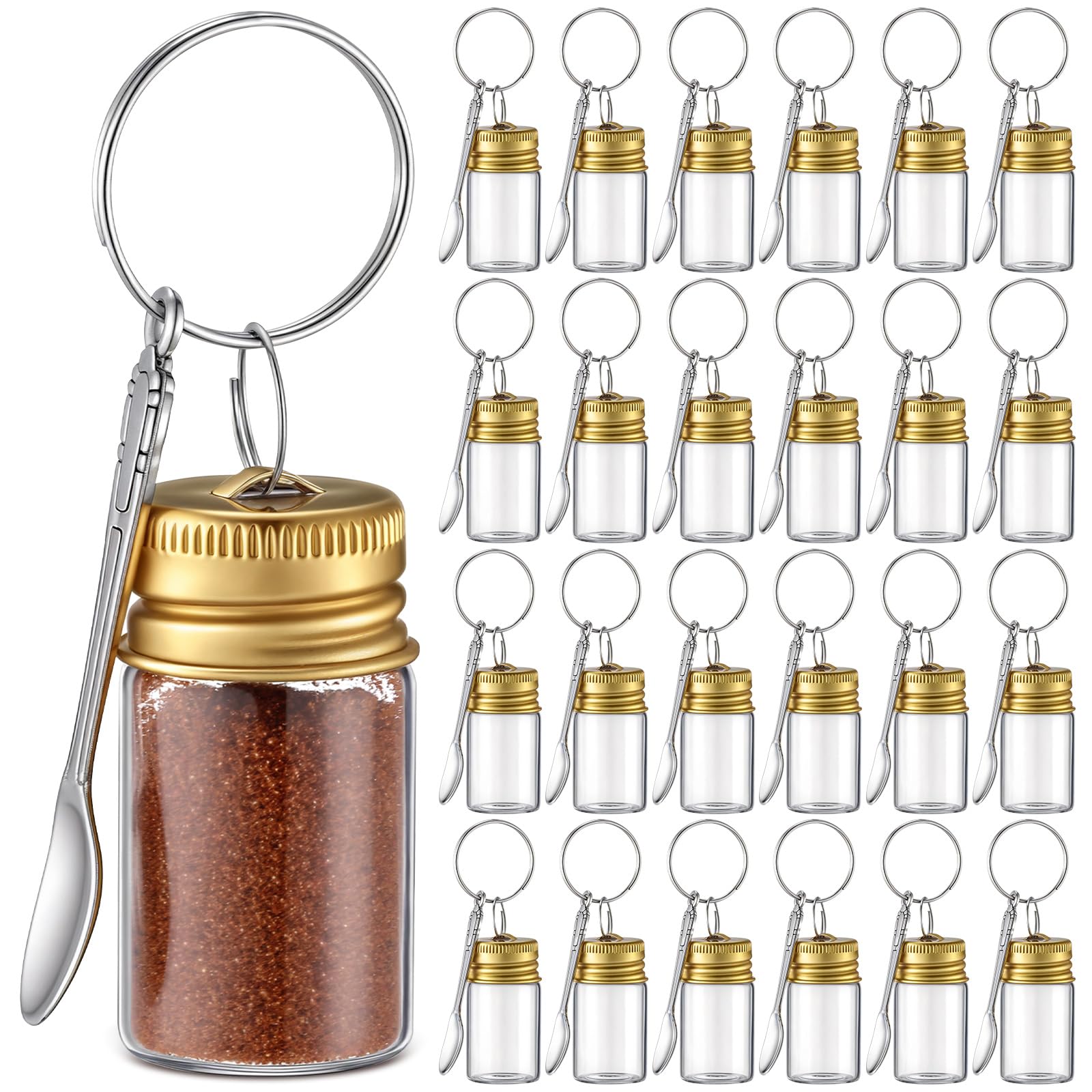 Brand Suclain mini glass containers with spoon and keychain set