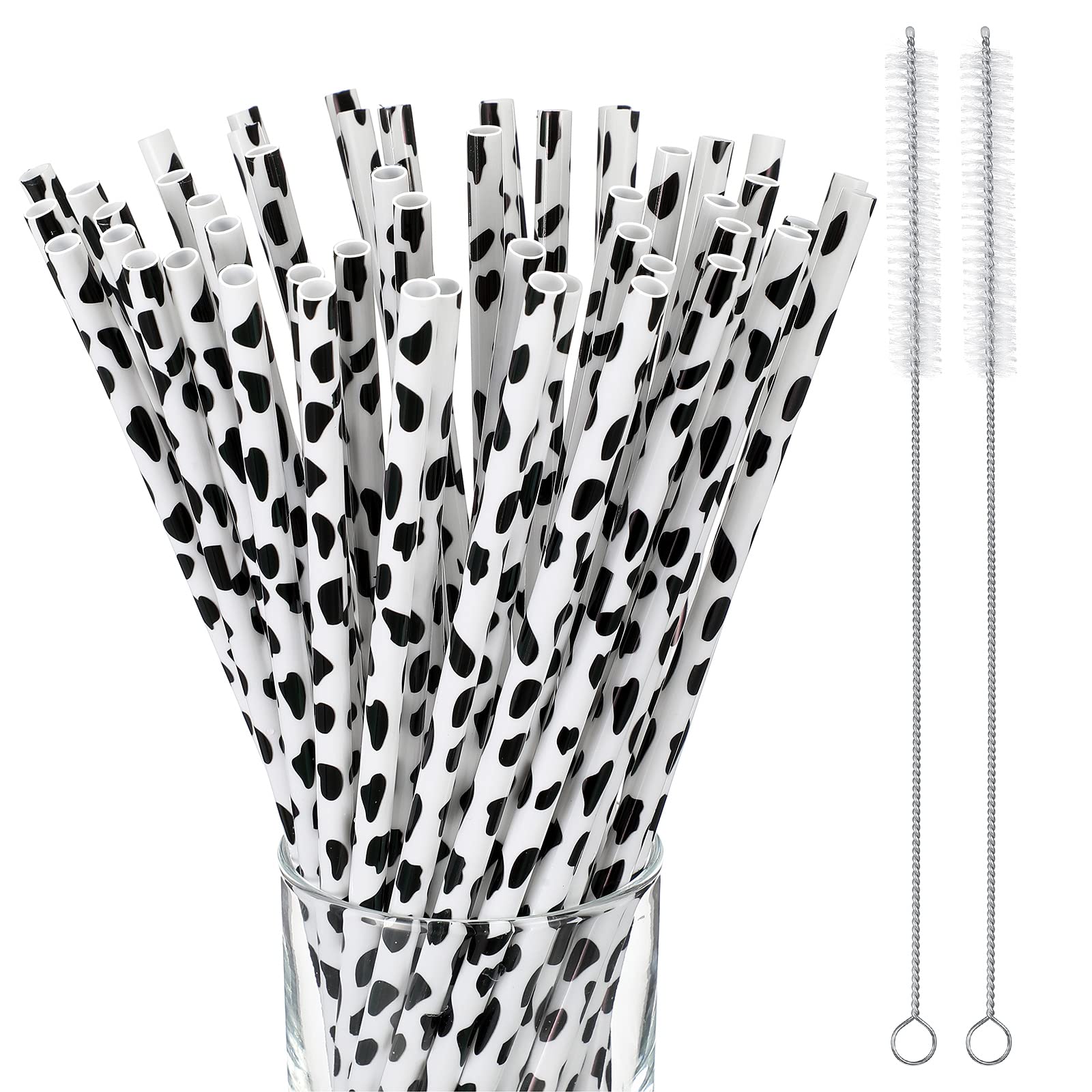 Suclain cow print plastic straw set