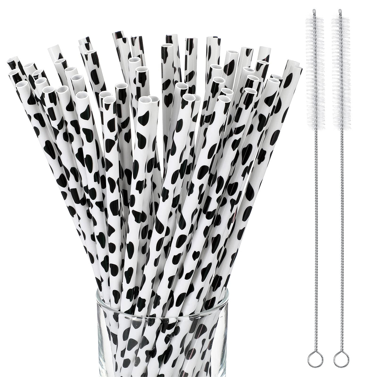 Suclain cow print plastic straw set