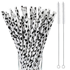 Suclain cow print plastic straw set