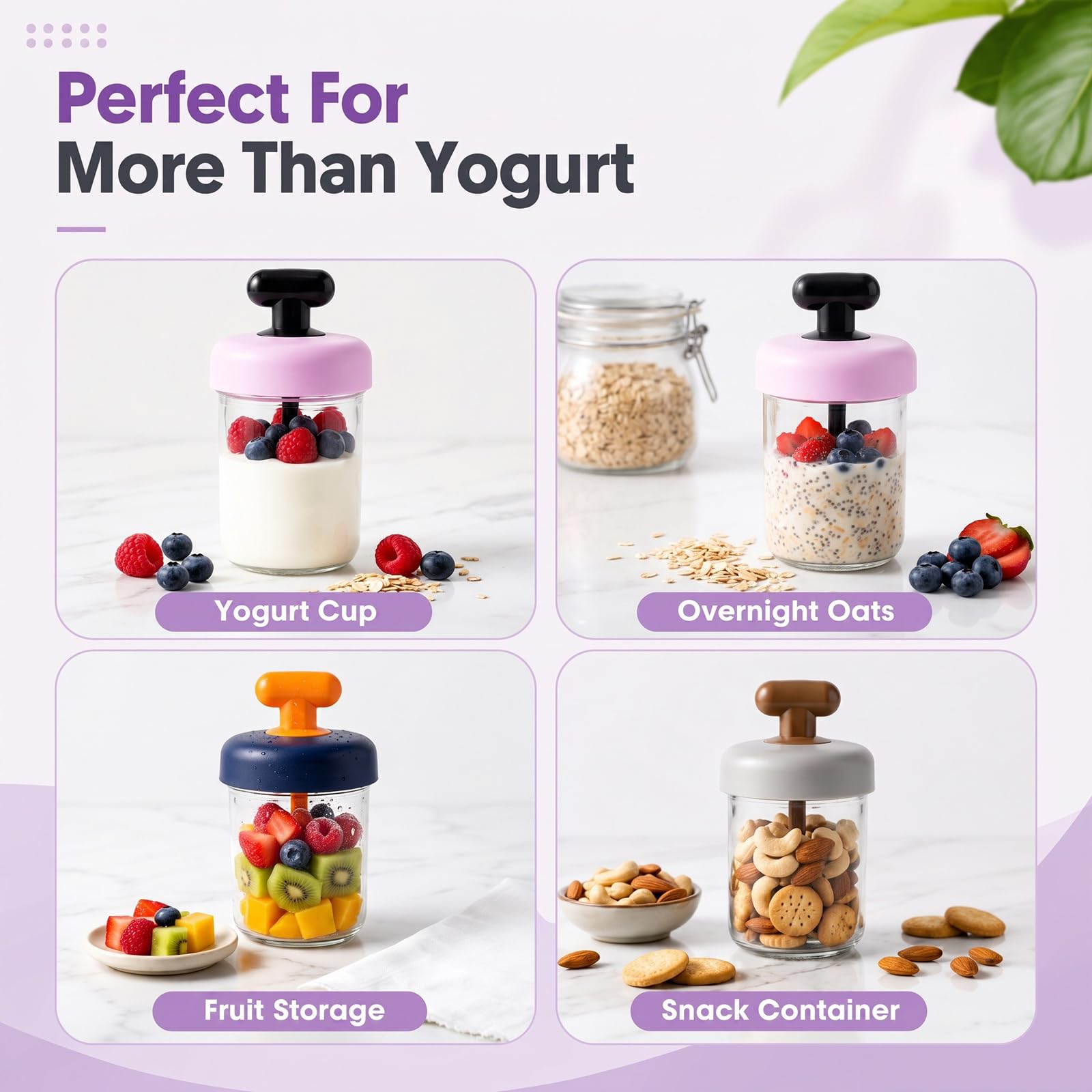 Clear Suclain overnight oats container with lid and spoon
