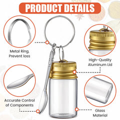 Gold glass spice containers portable travel set with lid