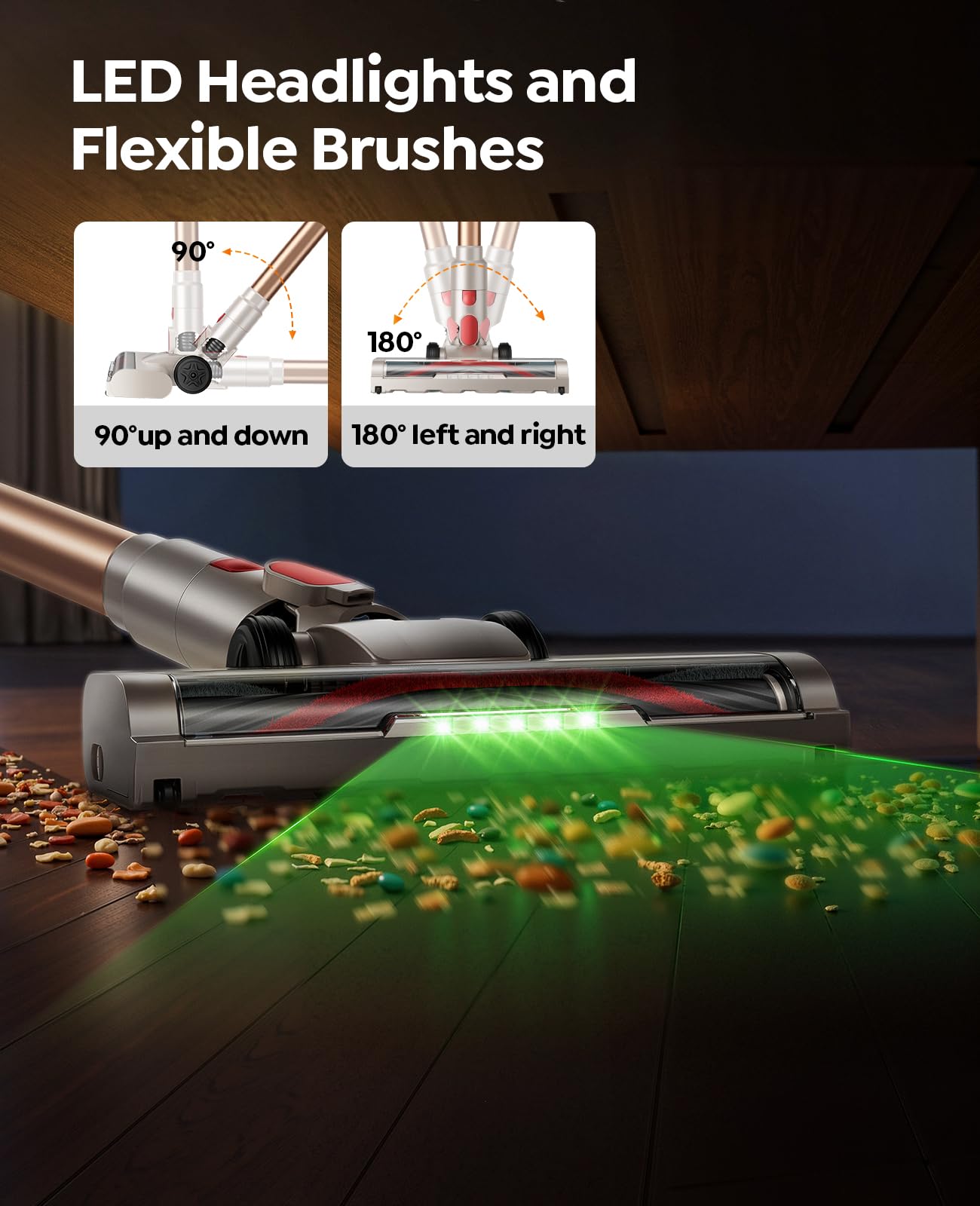 Eco Mid Max suction modes with runtime display