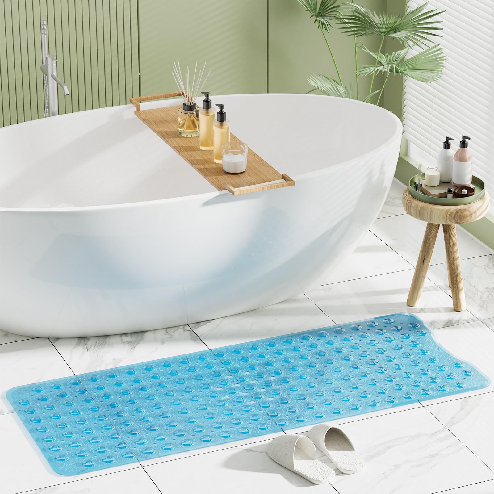 Clear blue AmazerBath bathtub mat