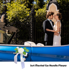 Handmade silk flower clusters with ribbons for bridal car