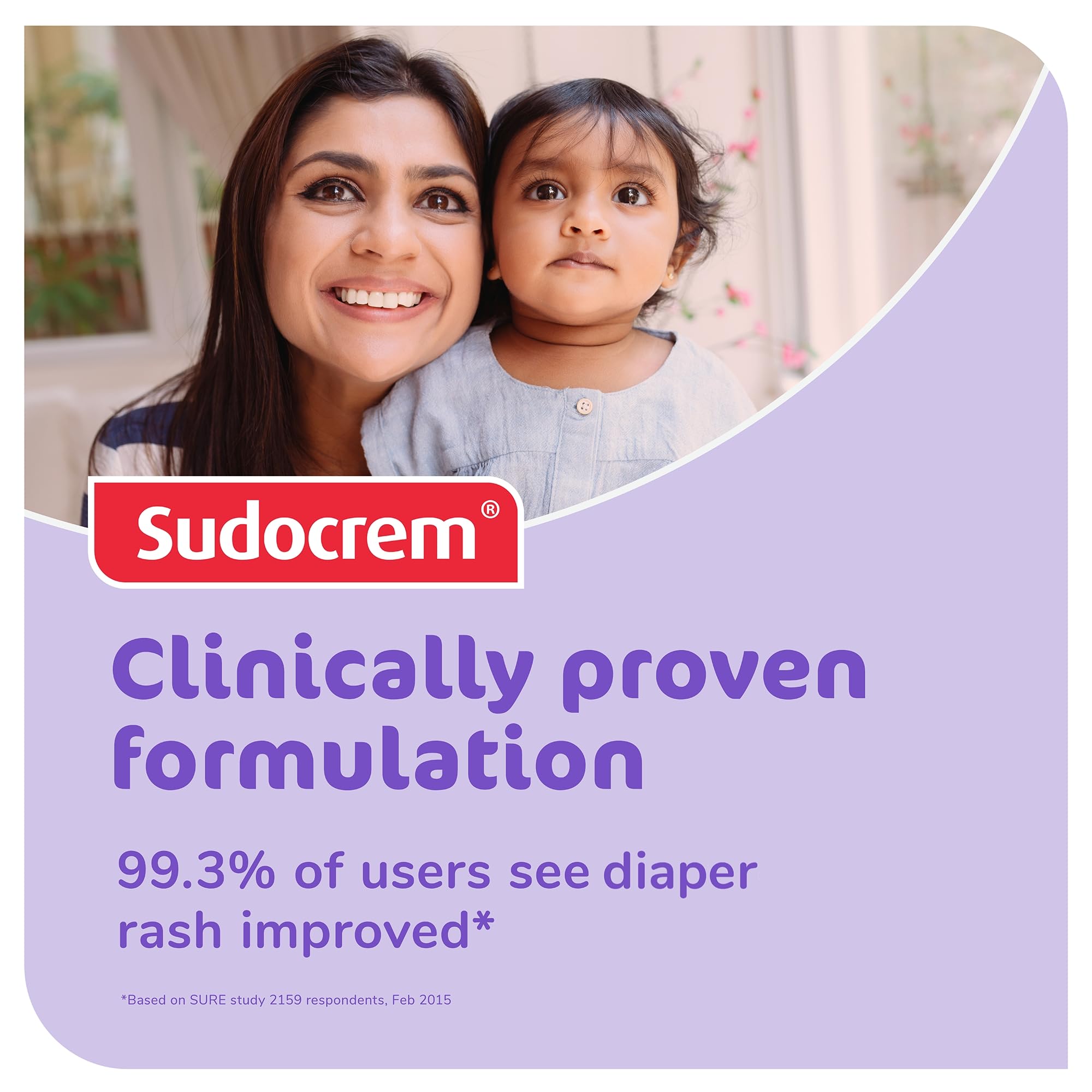 4.4oz Sudocrem diaper rash cream tube on white background