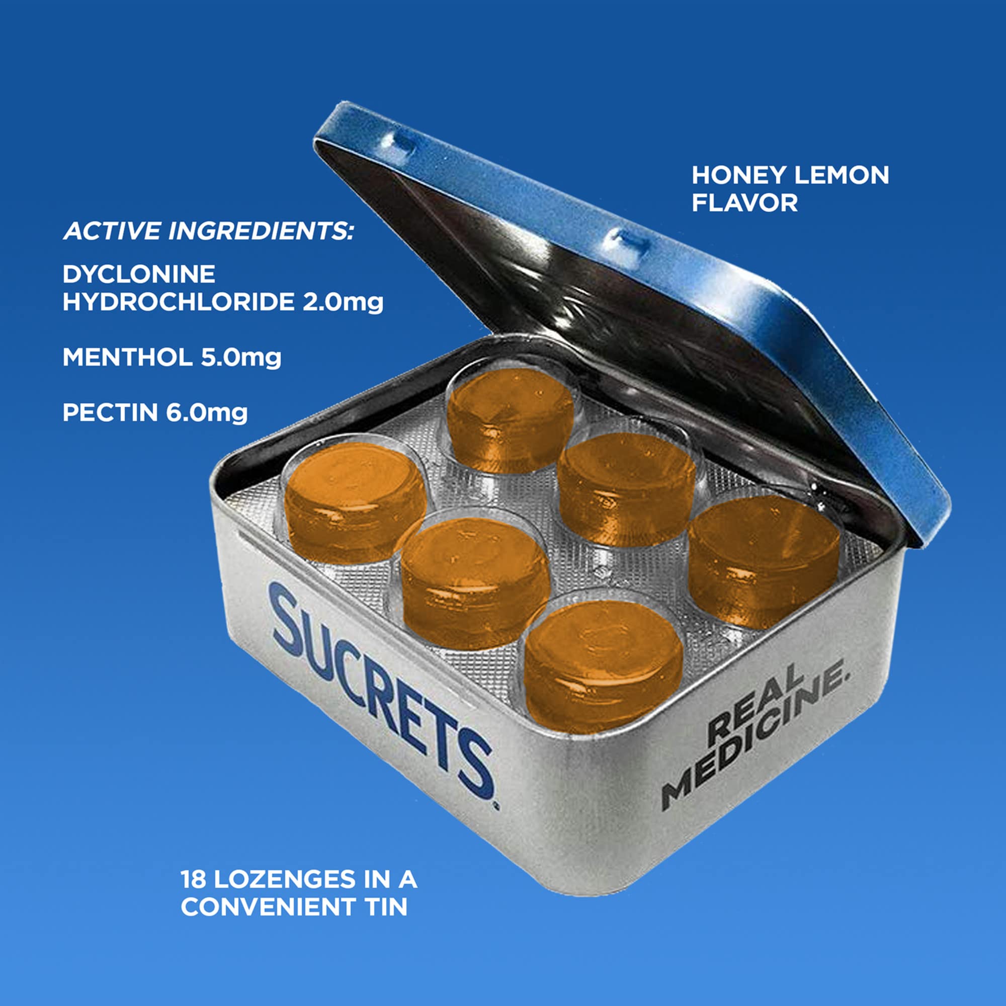 Active ingredients label dyclonine menthol pectin
