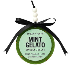 Sugar + Flame Mint Gelato Smelly Jelly air freshener sparkly green finish with black satin bow