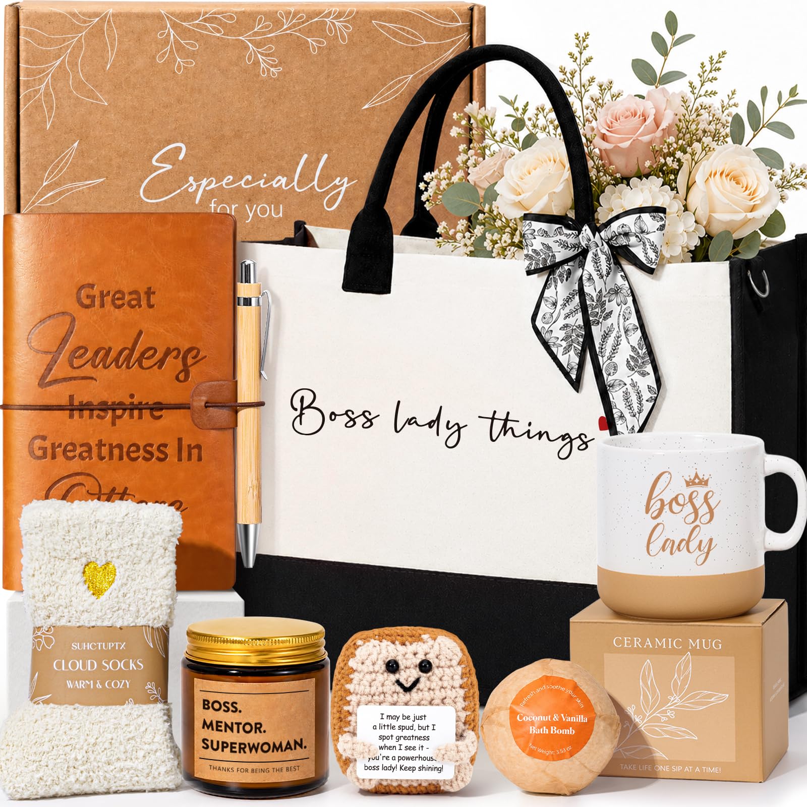Suhctuptx boss lady gifts for women gift basket in kraft box