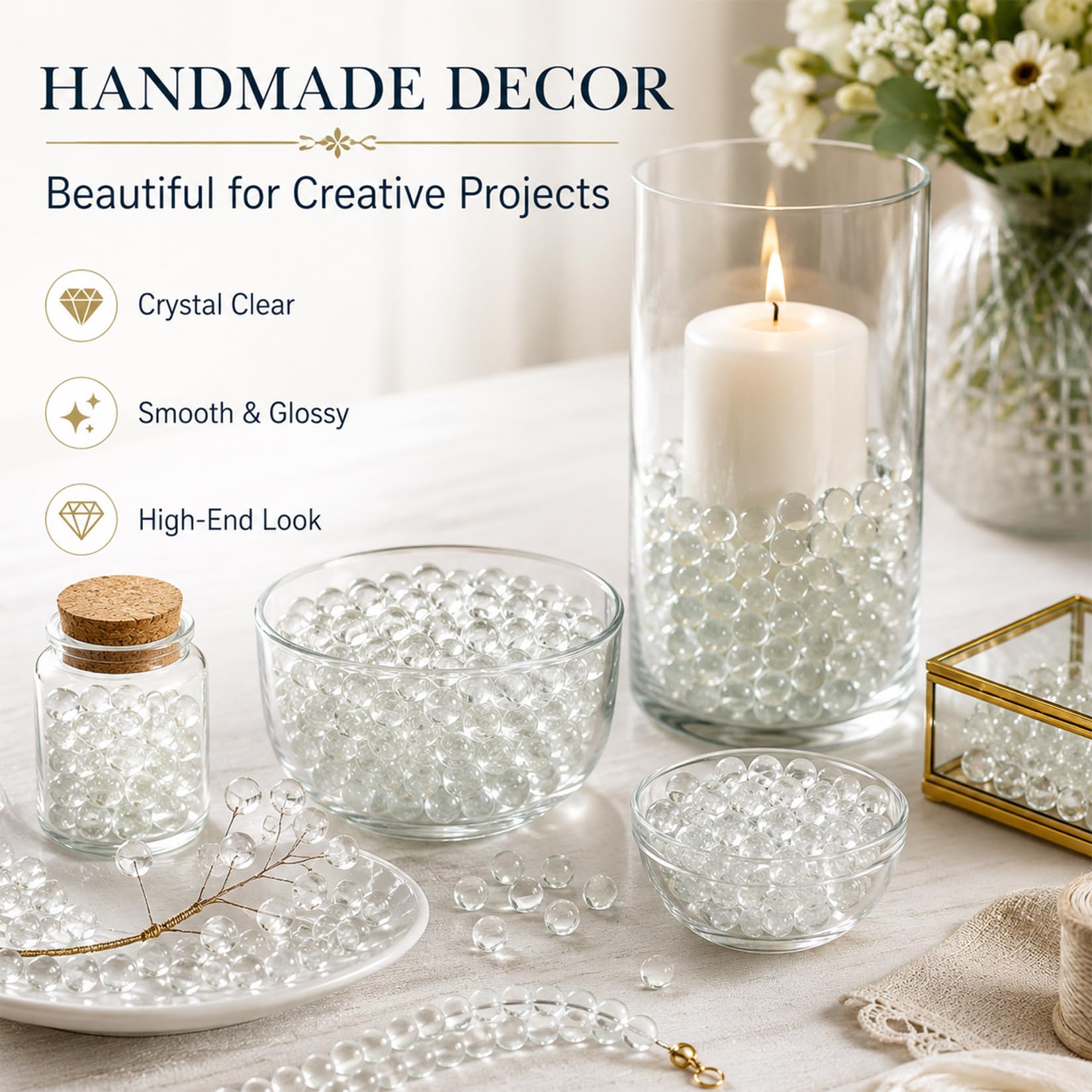 Glass marbles for wedding centerpieces and decor