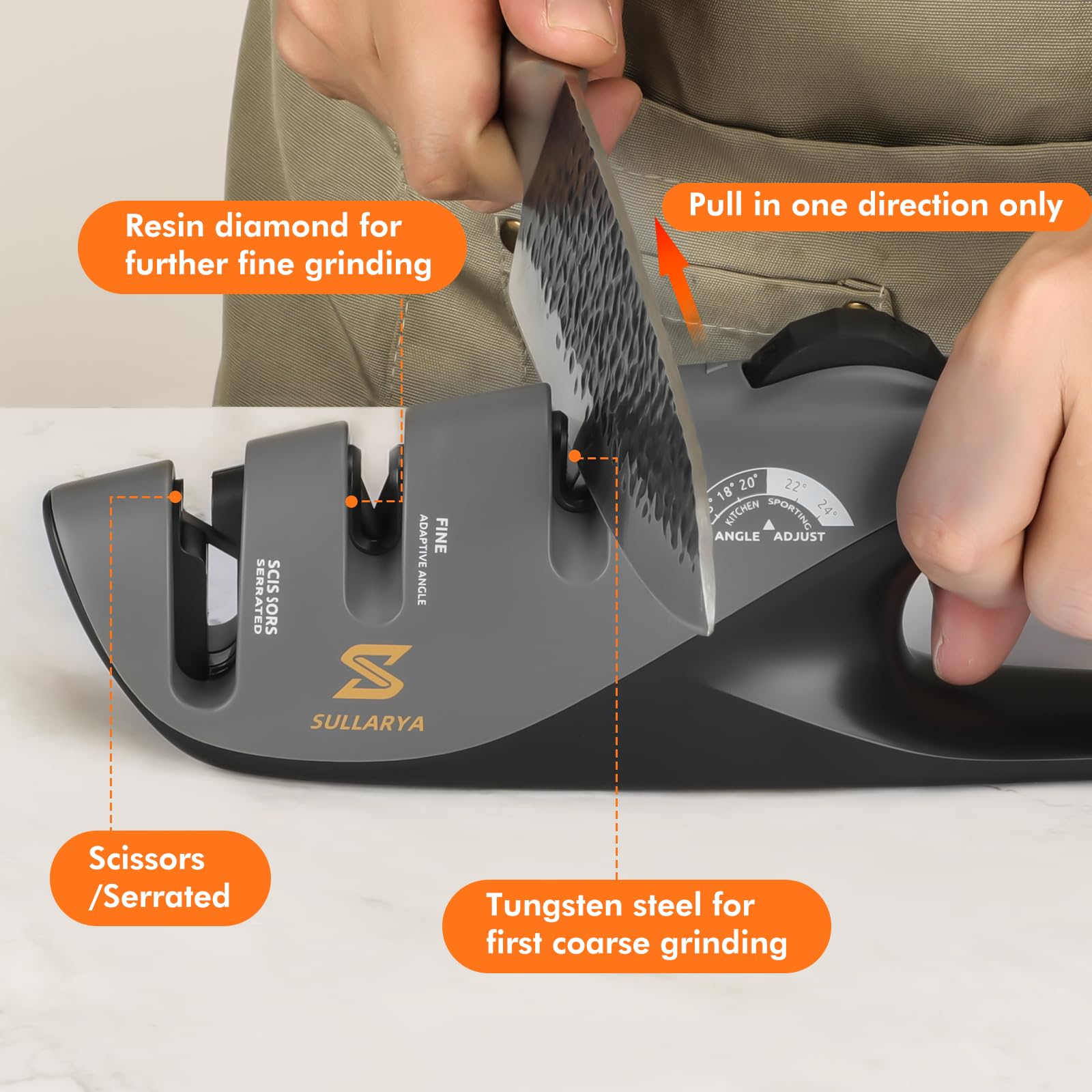 Suitable for chef knives and scissors with SULLARYA Sharpener