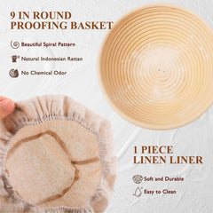 Sumeber banneton bread proofing basket natural rattan