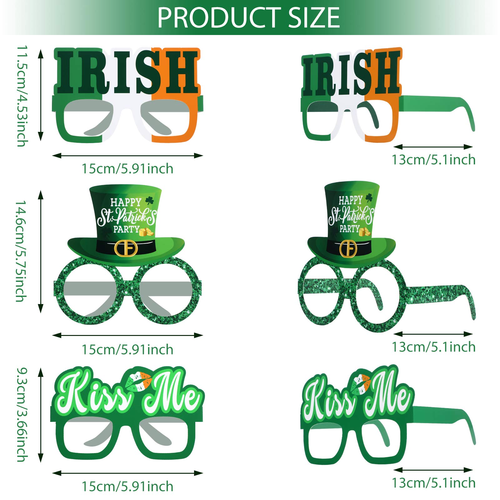 Sumind paper eyeglasses 12 styles for St Patrick's Day celebrations