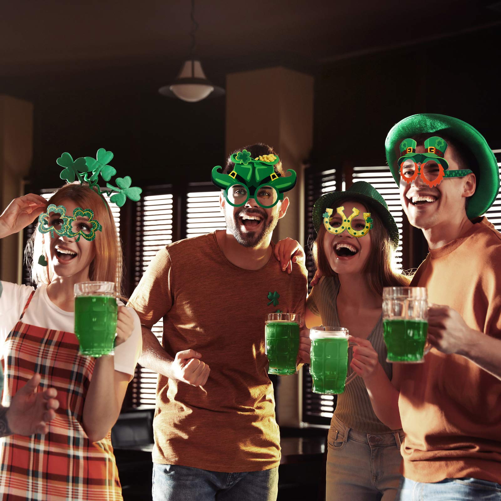 Irish flag leprechaun hat shamrock beer and rainbow glass styles