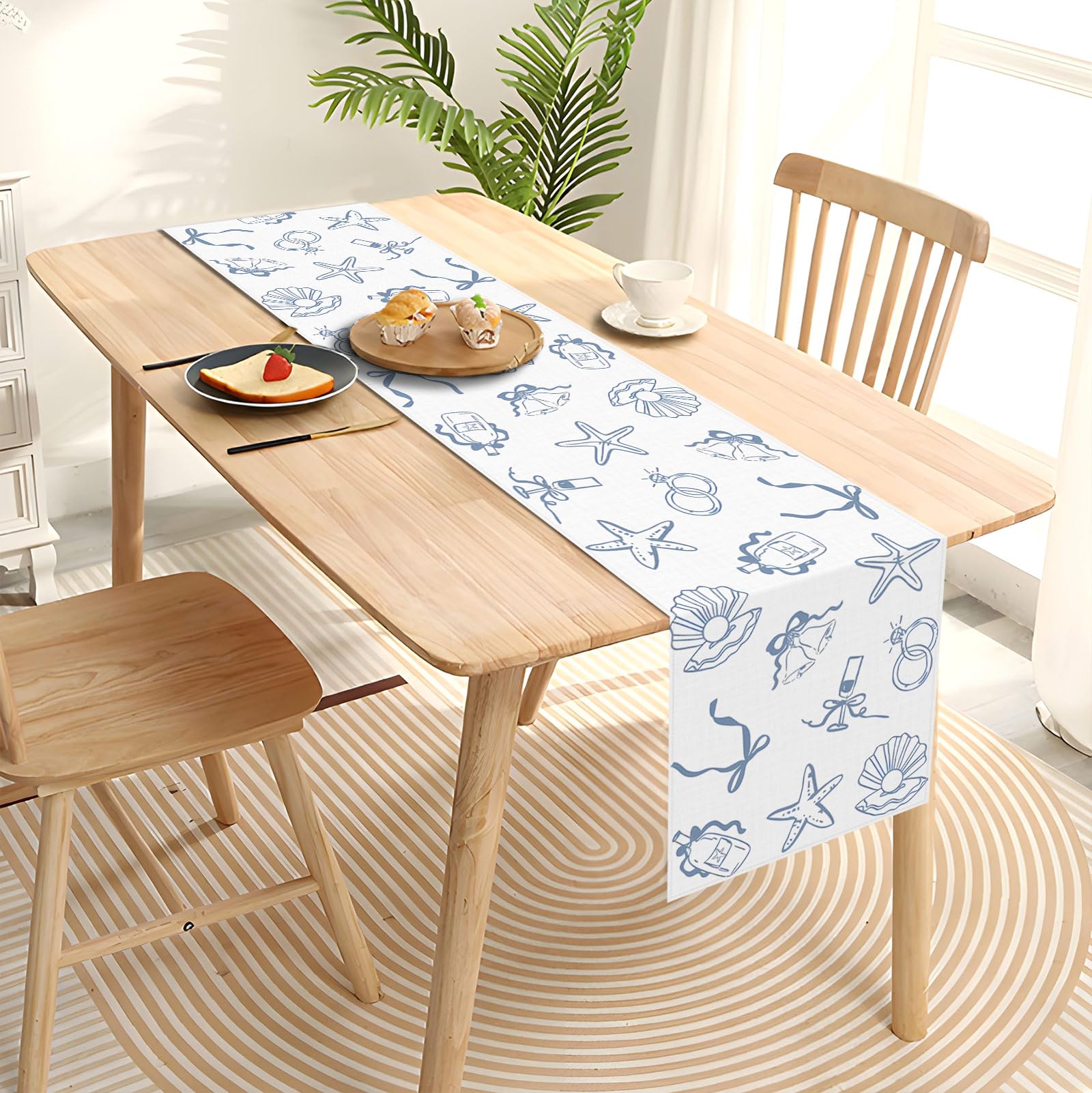 Bright colors and patterns coastal decor table runner