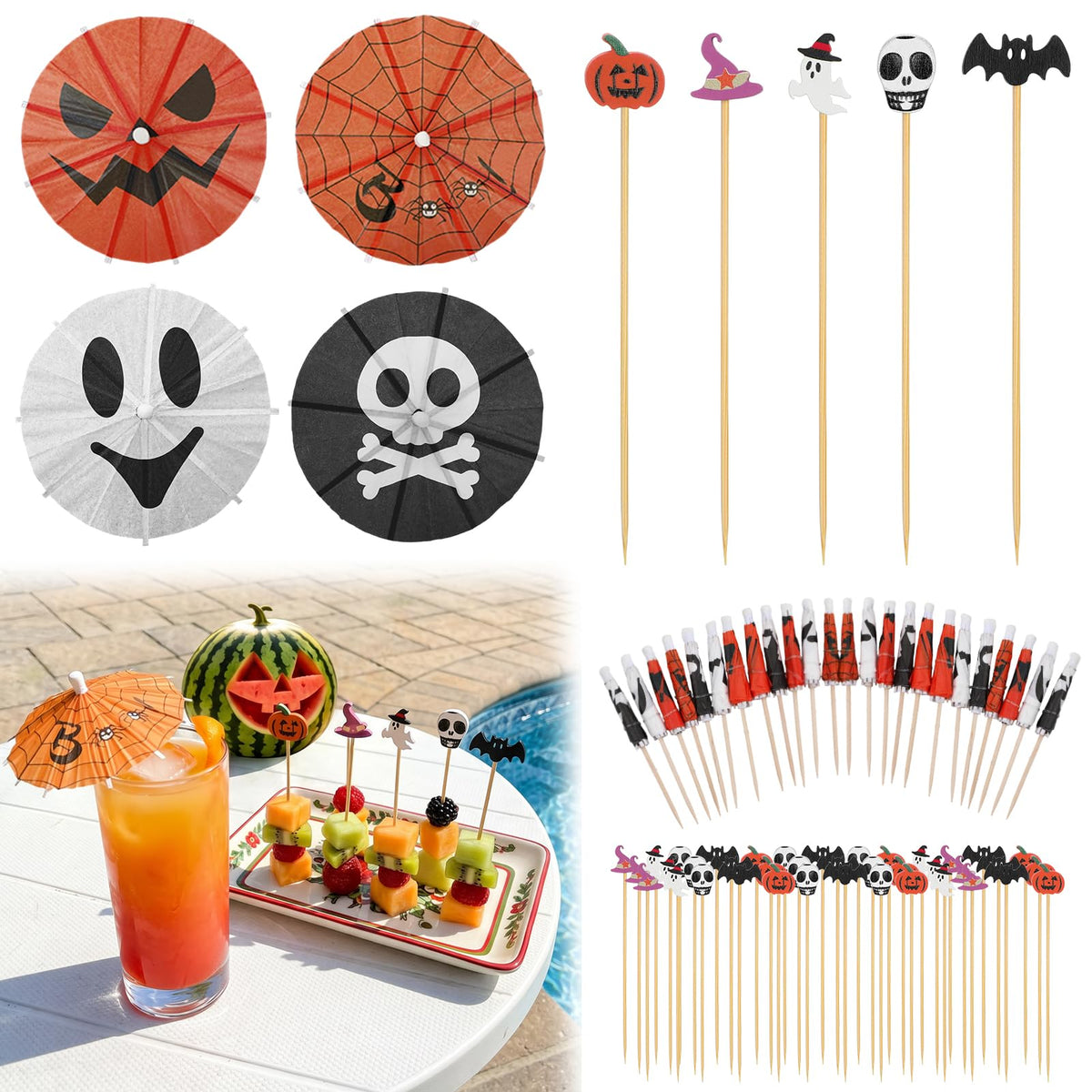 Multicolor drink umbrellas for Summer Halloween Party Decorations