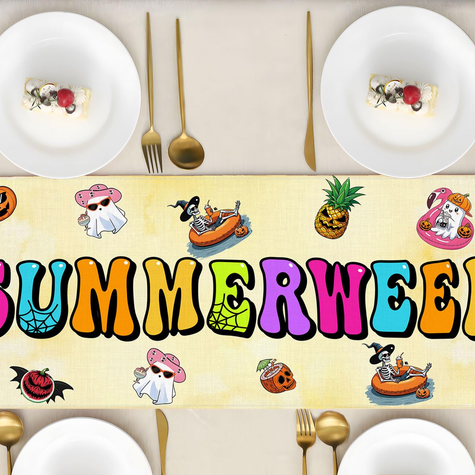 Heyfary Summerween decorations table runner accommodates 4–6 people
