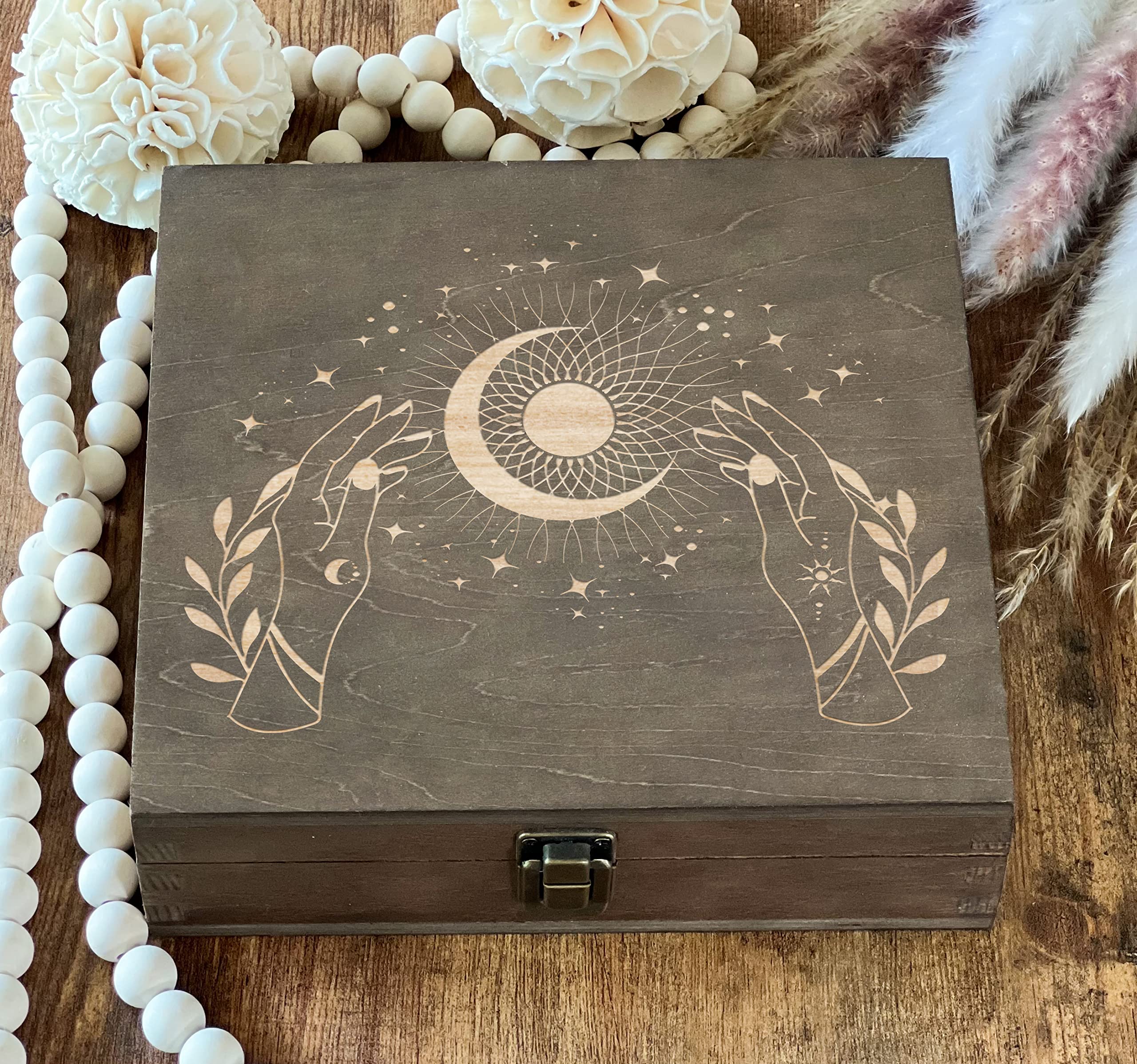 Sun And Moon Box wooden keepsake with laser engraving