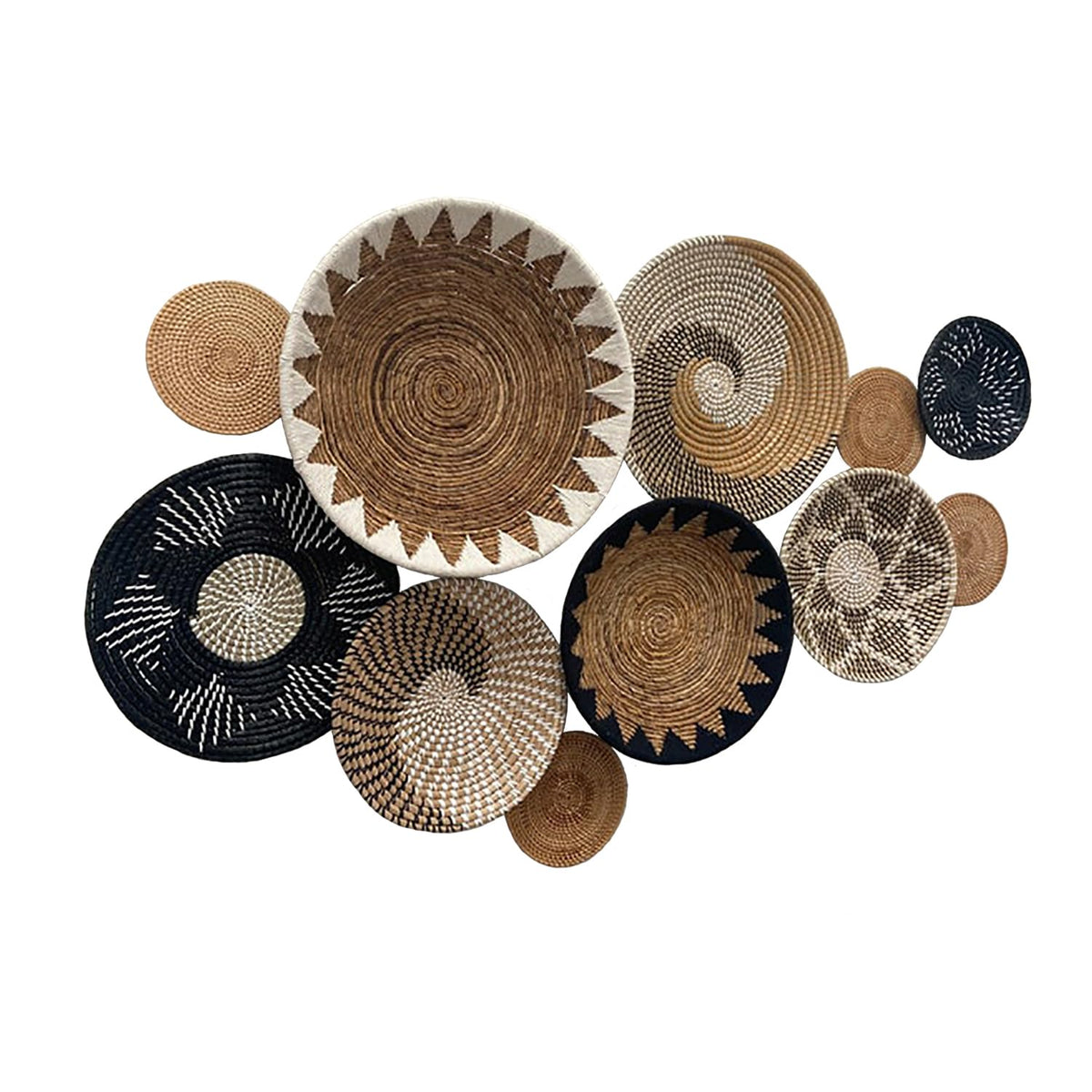 Sun Luxury Decor basket wall decor set 11 hanging baskets