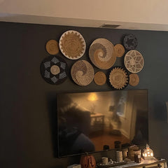 Boho woven baskets wall decor by Sun Luxury Decor ready to hang