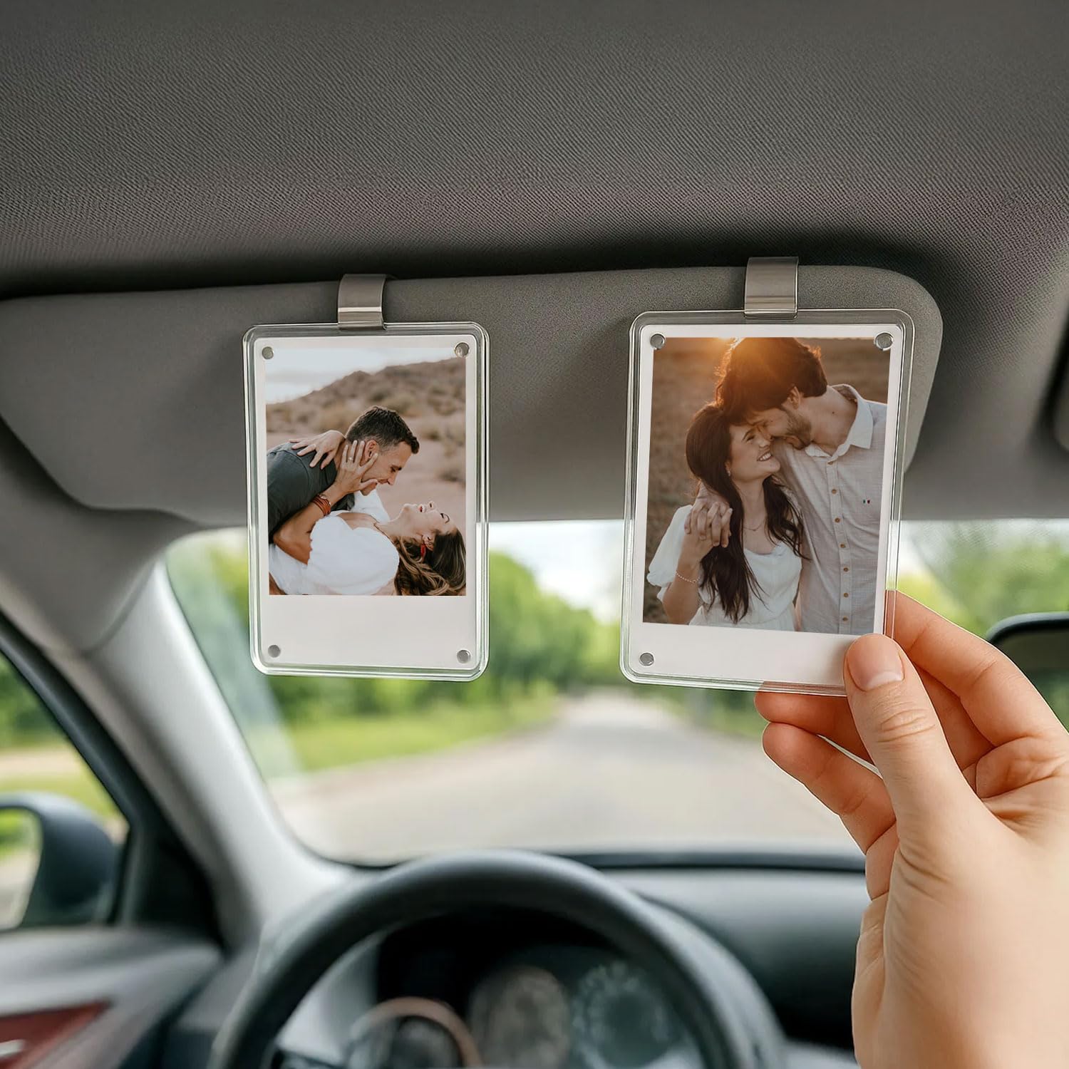 Photo frame display for family or pet photos in car