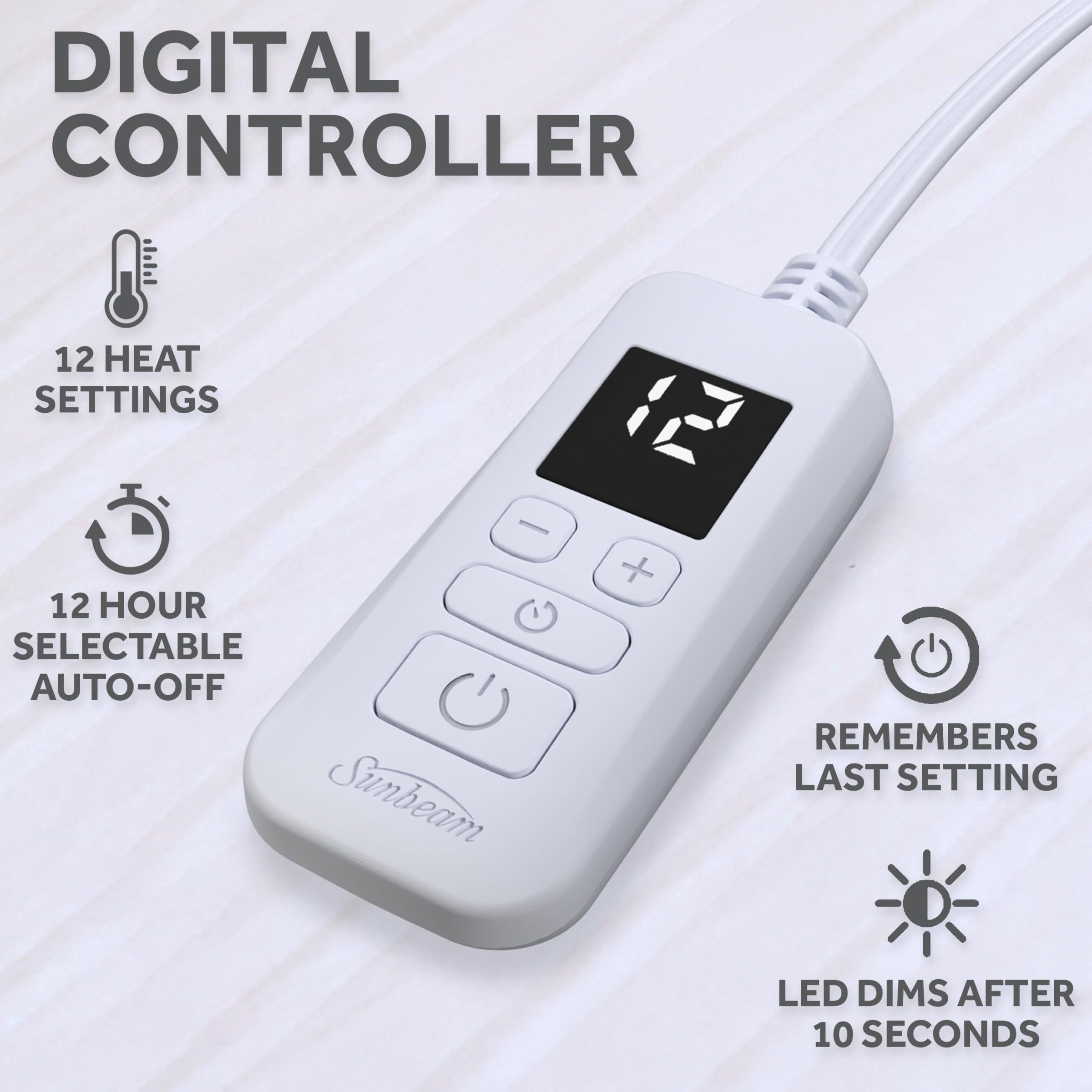 Sunbeam 12 heat settings on digital controller display