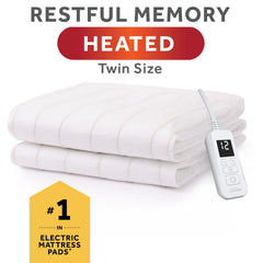 Sunbeam mattress pad showing deep pocket skirt on edge
