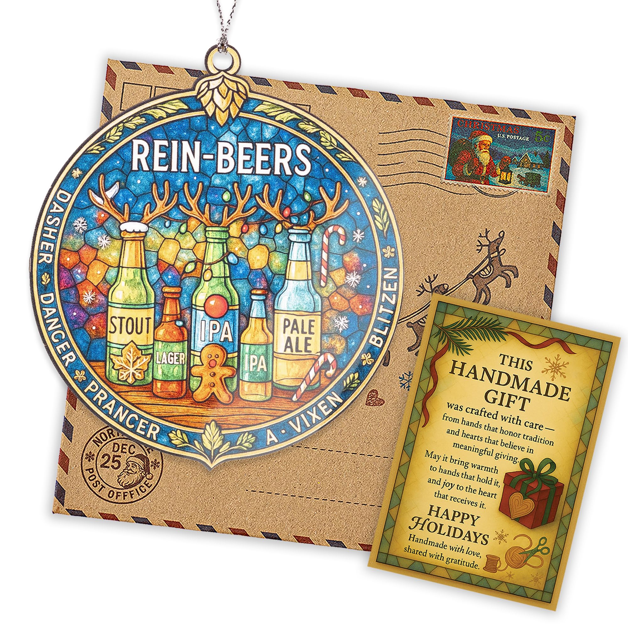 Suncatcher effect window ornament designed for holiday display