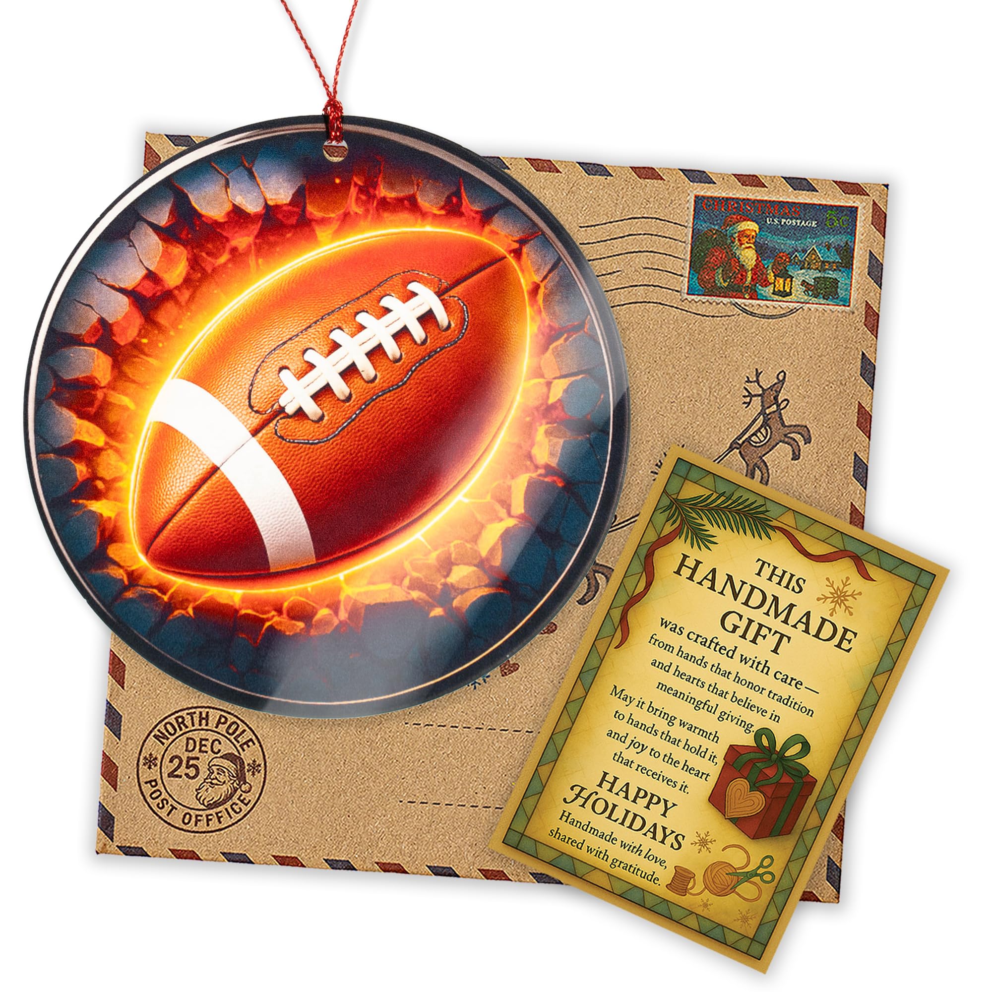 Suncatcher effect stained glass football ornament car hanging