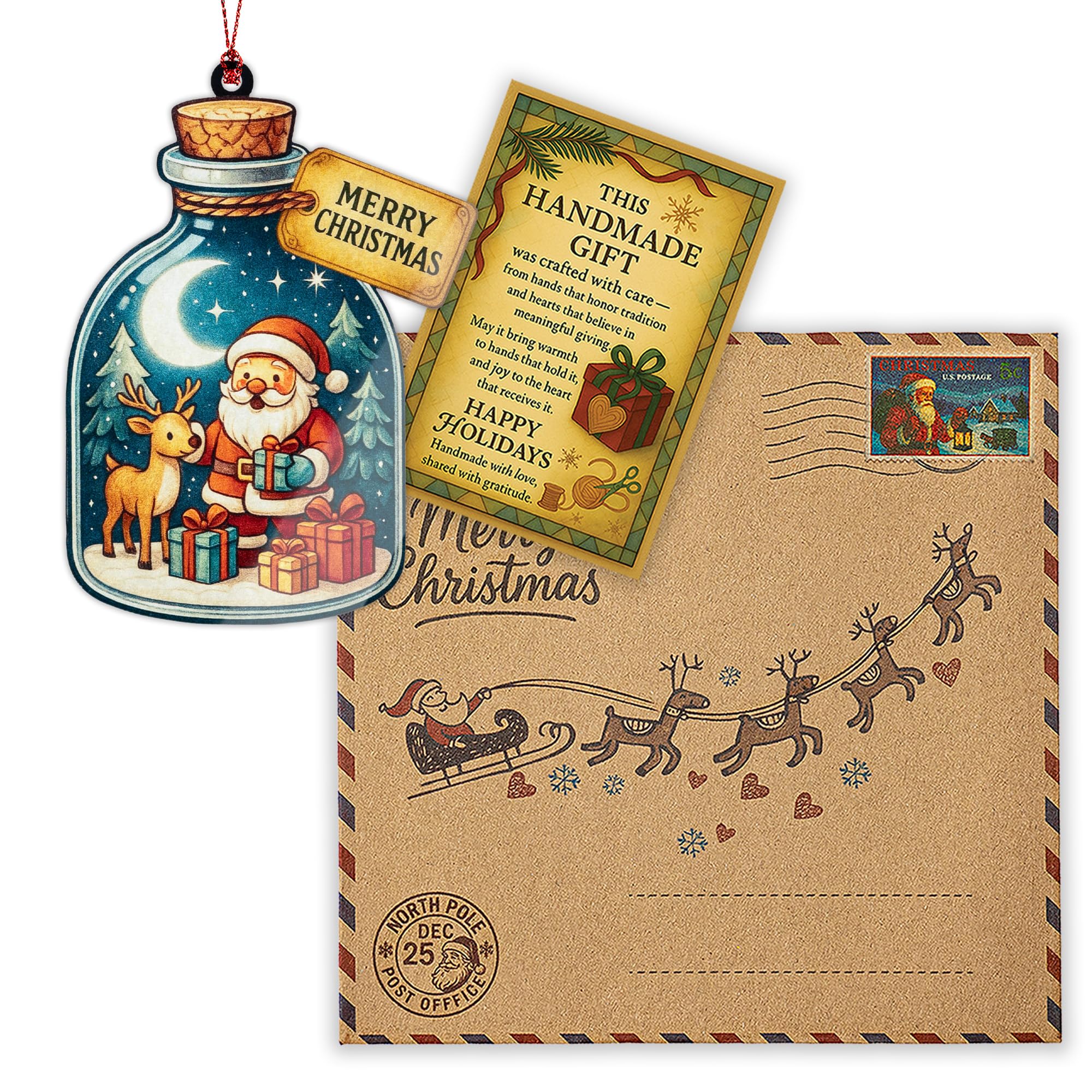 Suncatcher window hanging Santa ornament product image