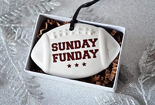 Sunday Funday Ornament for football fans with ribbon